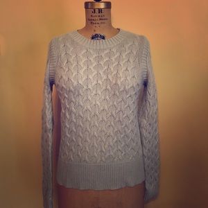 Pastel greenish gray sweater, wool/angora blend.